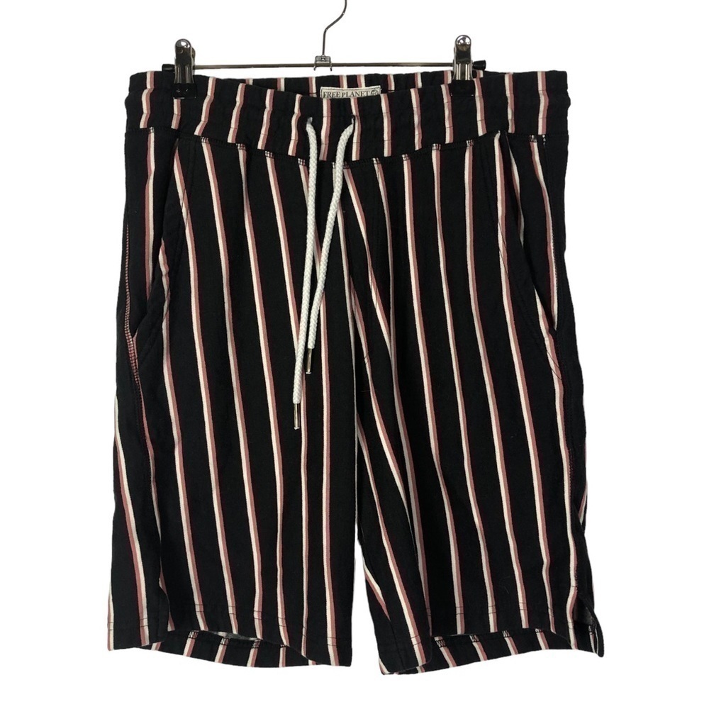 Free‎ Planet Black Pink Stripe Cotton Shorts L